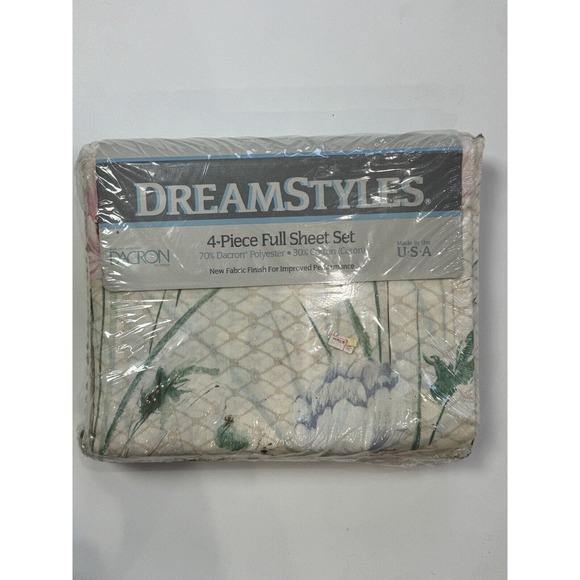 Vintage Floral 4 Piece Full Sheet Set Bed NEW Old Stock - Picture 5 of 5